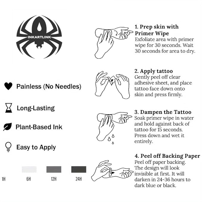 INKARTLINK Semi Permanent Tattoo, party tattoo, beautiful and realistic design, fun tattoo experience, cruelty-free, non-reflective, waterproof (Sword holding angel)