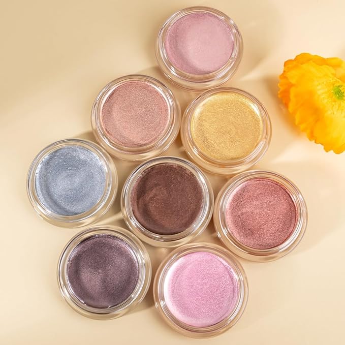 Glitter Shimmer Metallic Cream Eyeshadow Palette Makeup, Rose Gold Natural Single Mini Instant Holographic Eyeshadow For Women, Sombras Crema Para Ojos, Talc, Paraben & Cruelty Free