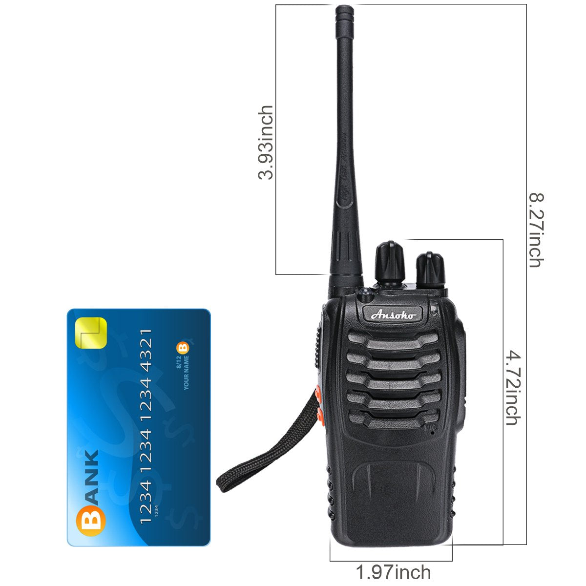 Ansoko Walkie Talkies Rechargeable Long Range Two Way Radios 16 Channel With Earpiece (2 Pack)