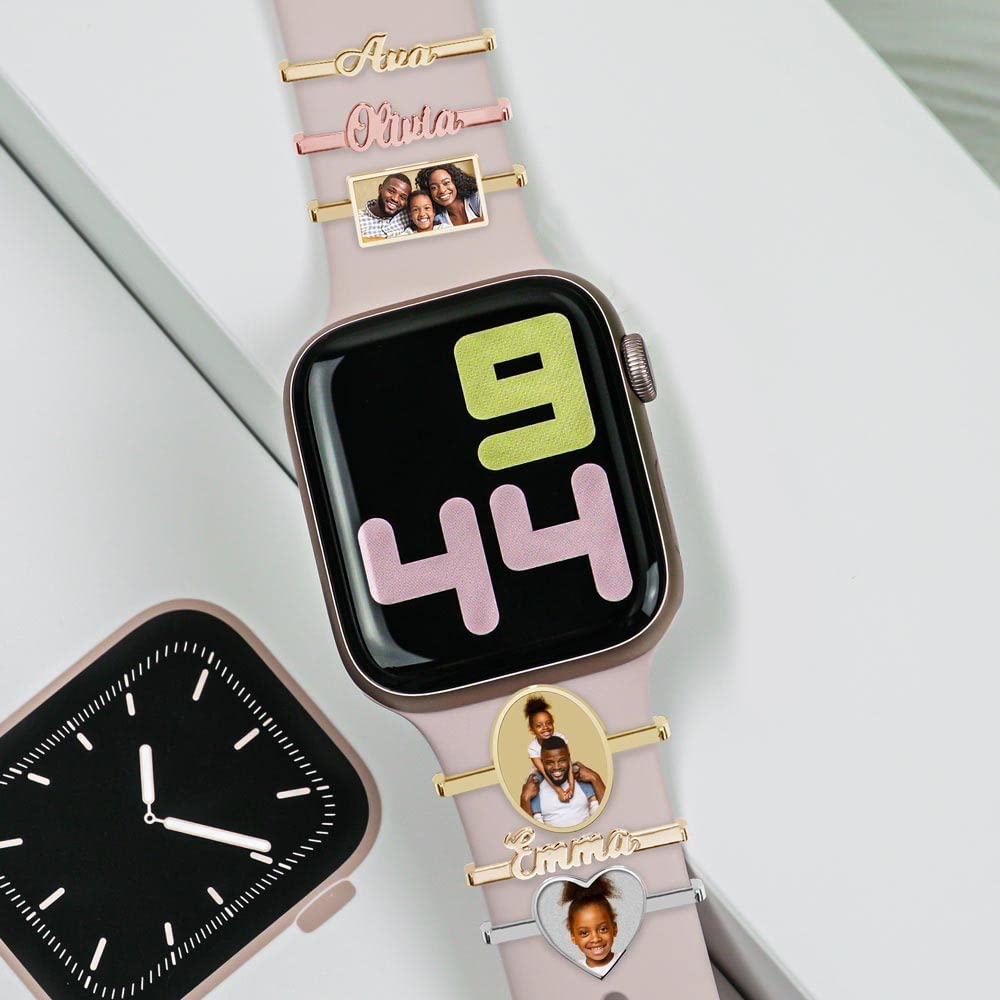 Picturesongold.Com Smart Watch Photo Charm In Rose Gold Plated Heart Shape