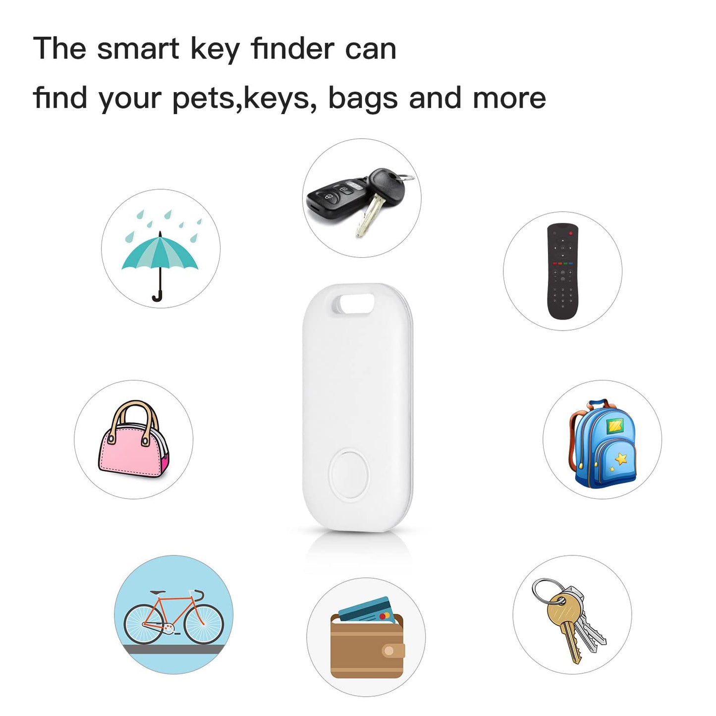 Aiyato 2 Pack Key Finder Smart Bluetooth Tracker Item Finder Work With Apple Find My Item Locator Anti-Lost Device For Keys, Bag