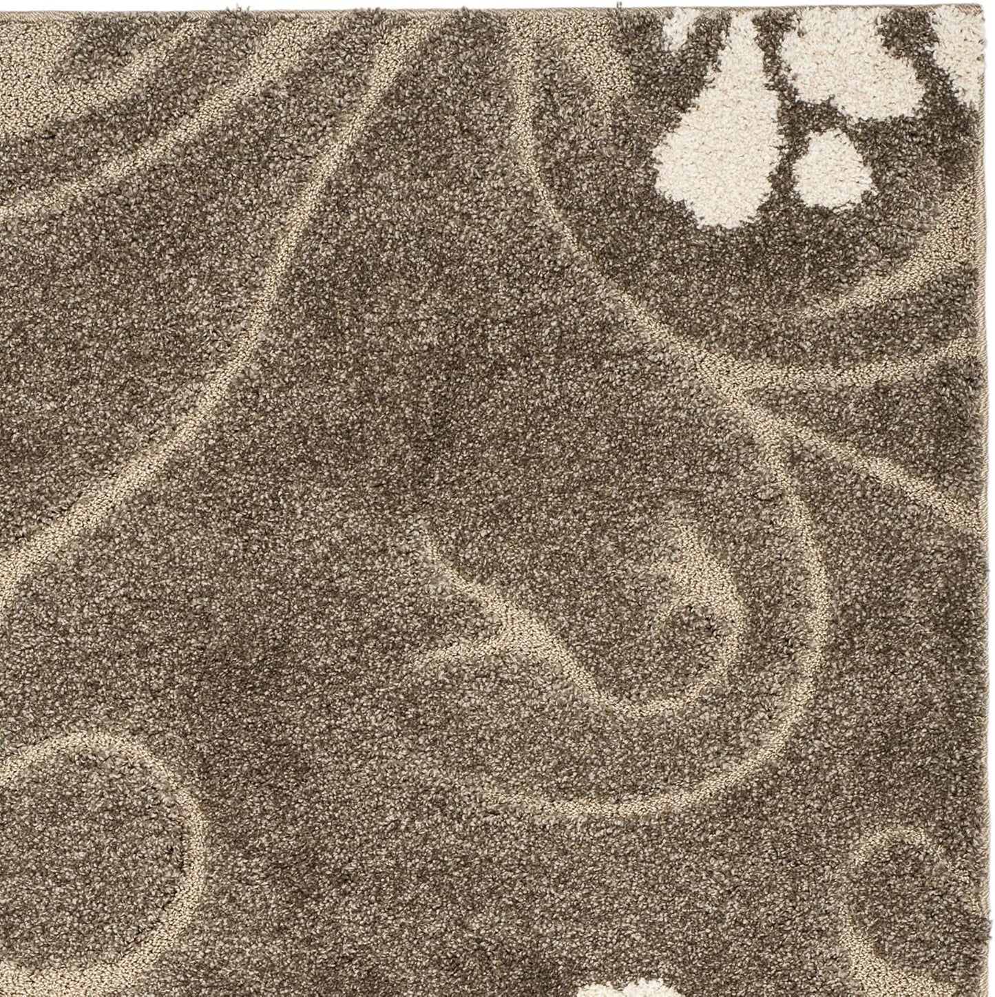 Florida Shag Collection Area Rug - 5'3" X 7'6", Smoke & Beige, Floral Design, Non-Shedding & Easy Care, 1.2-Inch Thick Ideal for High Traffic Areas in Living Room, Bedroom (SG464-7913)