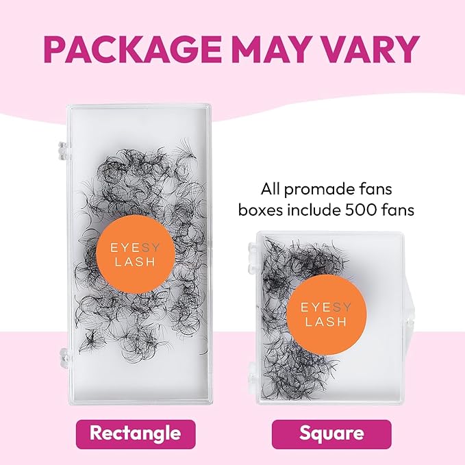 Eyesy Lash 500 Promade Fans - Volume Premade Lash Fans for Eyelash Extensions Pointy Base Handmade Loose Pre Made Eyelashes Middle Stem Soft and Lightweight (8D 0.05 C 11mm)