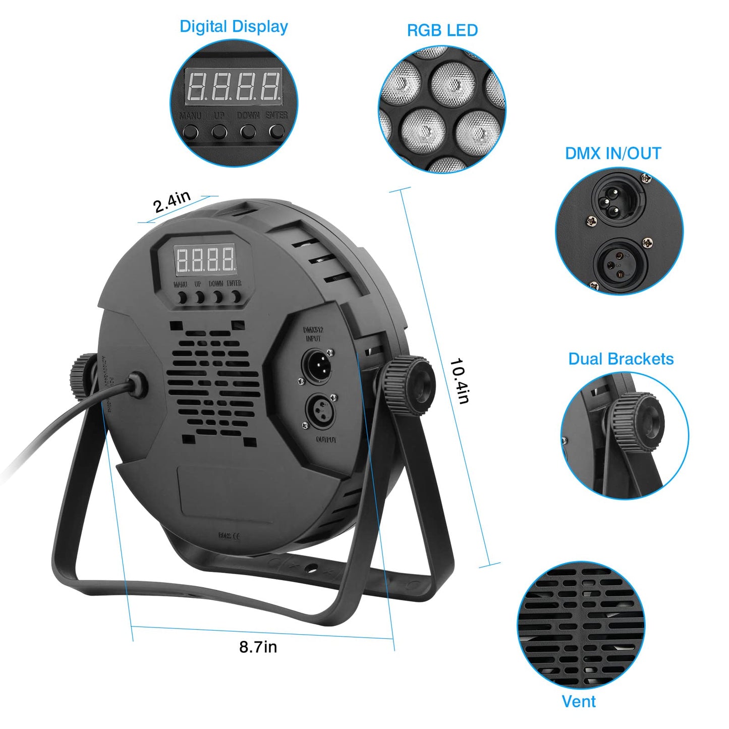 90W 60Leds Par Lights 2Pack - Rgb Stage Par Lights Sound Activated By Remote & Dmx Control Uplights For Events Church Wedding Mu