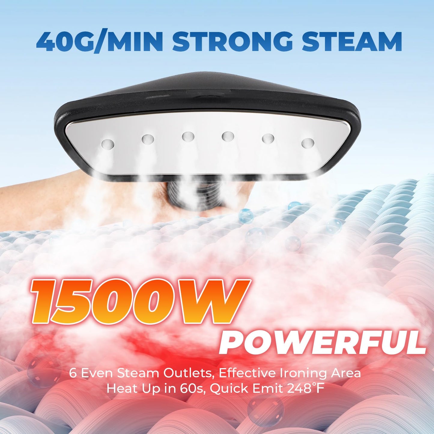 Moongiantgo 1500W Garment Steamer for Clothes - 60s Heat Up, 2.9L(98 oz) Large Tank, 2 Adjustable Steam Levels (40g/Min), 110V Heavy-Duty Standing Garment Steamer for Home/Commercial Use
