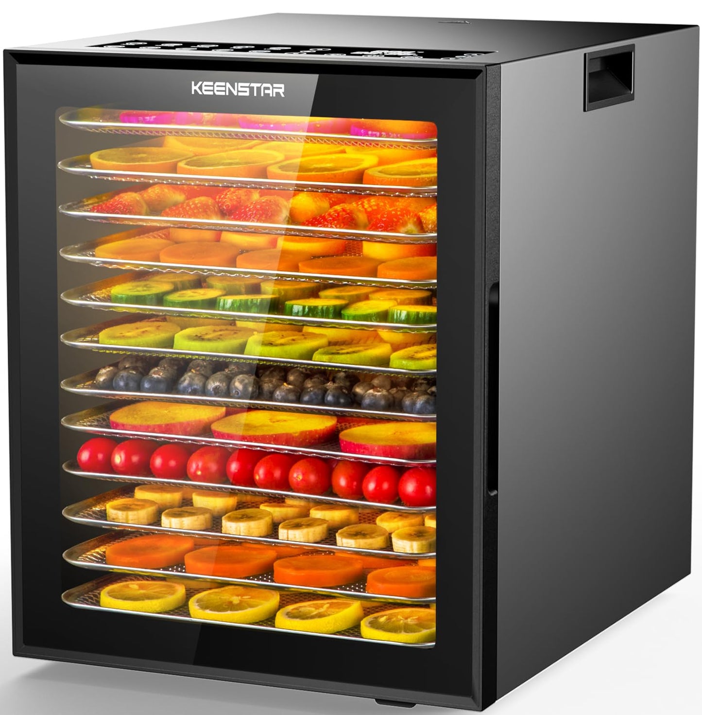 Food Dehydrator for Jerky, 12 Stainless Steel Trays, 10 Presets, 165? Temperature Control, 48H Timer, 850W Dryer Machine for Dog