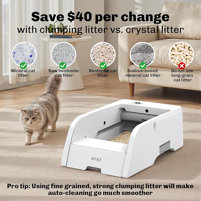 Self Cleaning Litter Box, Upgraded Automatic Cat Litter Box Self Cleaning with APP Control, Large Open Design for Single/Multiple Cats, Anti Pinch and Odorless(with Canopy)