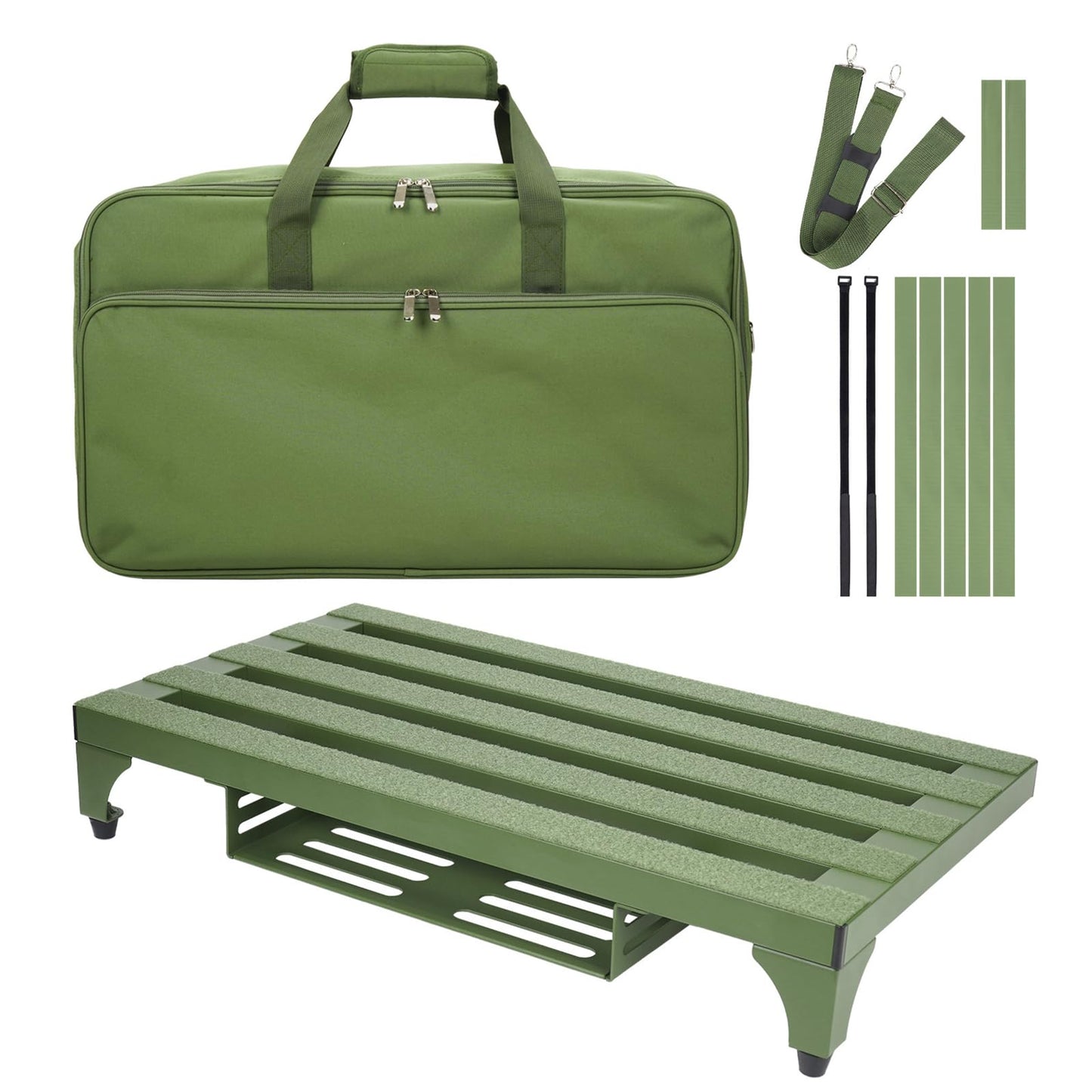 SOYAN 22 x 12.5 Aluminum Alloy Guitar Pedal Board with Power Supply Tray, Carry Bag & Mounting Tapes Included (Green, APB-22GN)