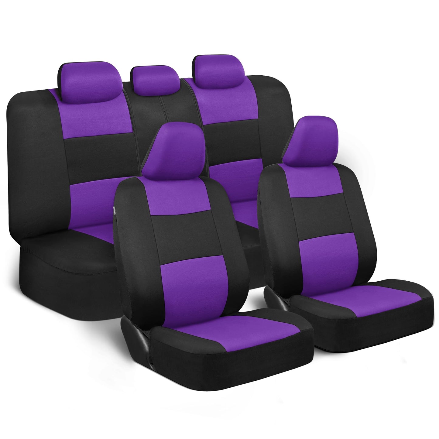 BDK PolyPro Car Seat Covers Full Set in Charcoal on Black – Front and Rear Split Bench for Cars, Easy to Install Cover Set, Accessories Auto Trucks Van SUV