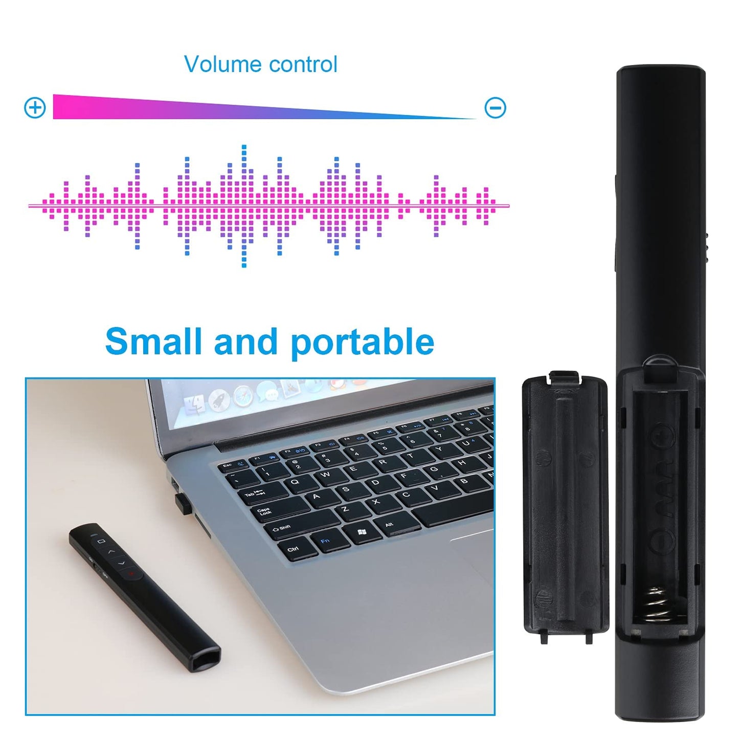 Presentation Clicker With Case,Wireless Presenter Remote With Laser Pointer Hyperlink & Volume Remote Control Powerpoint Office