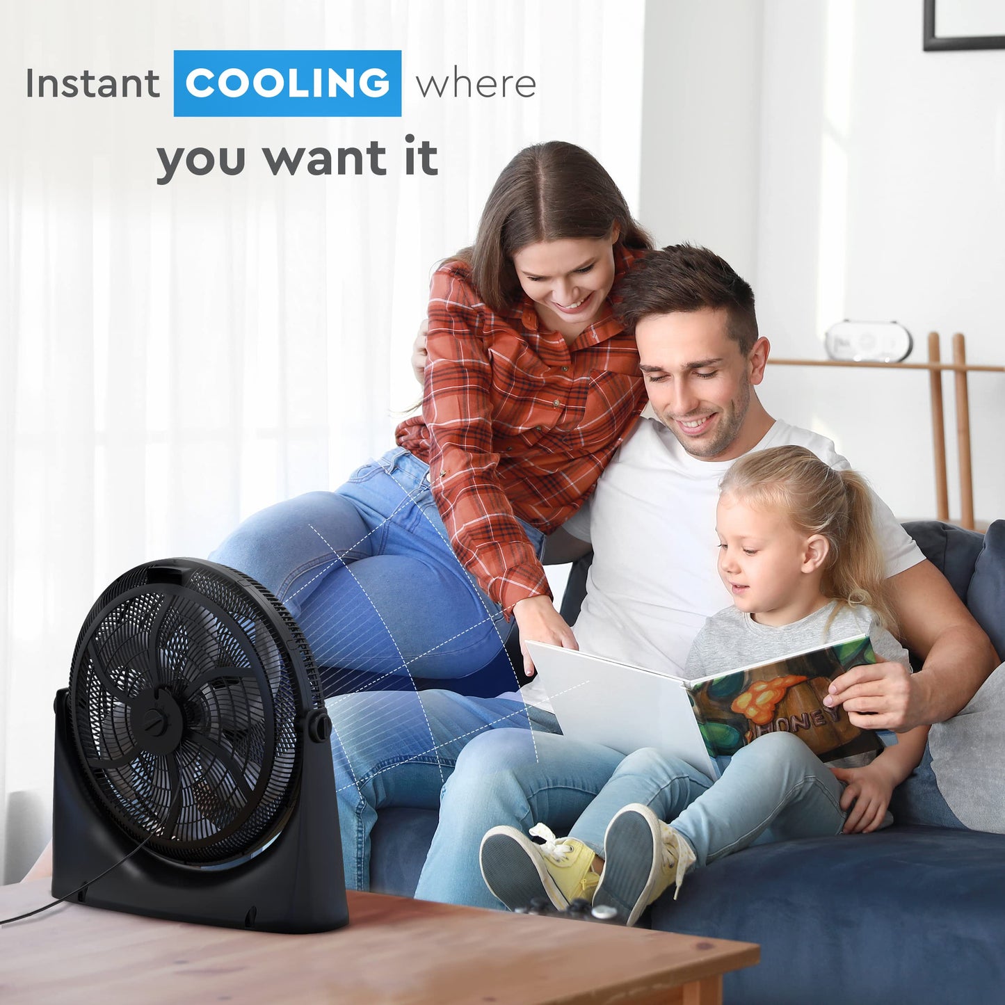 Comfort Zone Powrcurve High Velocity Floor Fan With Wall-Mounting Capabilities, 20 Inch, 3 Speed, 180 Degree Adjustable Tilt, Id