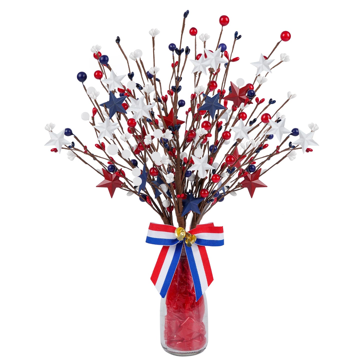 6 Pcs Valentine’s Day Gifts, Artificial Berry Flower Stems with Pink Heart Shaped Berry Picks with Message Card for Valentine’s Day Chrismas Decor, Propose Wedding Anniversary Decorations