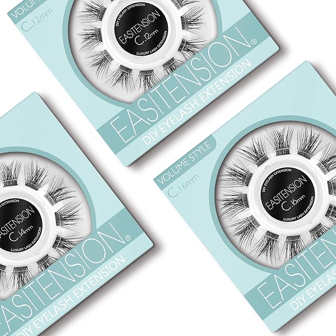 DIY Eyelash Extension, 3D Effect Individual Glue Bonded Clusters Volume Lashes pack, Home Eyelash Extension Lashes Pack (12MM-Volume)