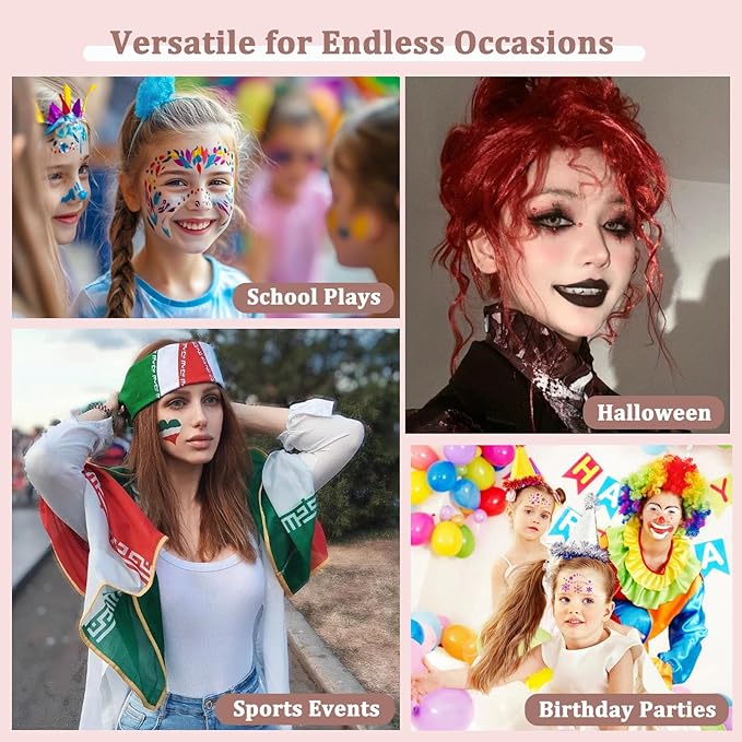 54 Color Face Painting Kit for Kids, Non Toxic Water Activated Face Paint kit Professional Palette with Multiple Facepaint Makeup Tools for Halloween, Carnival, Party, Creative Activities