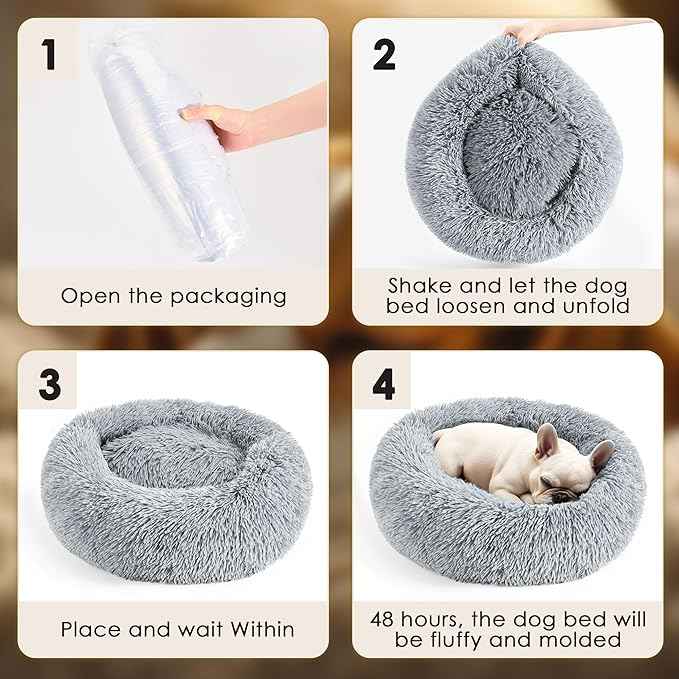 Extra Large Dog Beds, 36 Inch Human Dog Anxiety Relief Comfort Bed, Indestructible & Chew Proof Pet Beds (Light Grey)