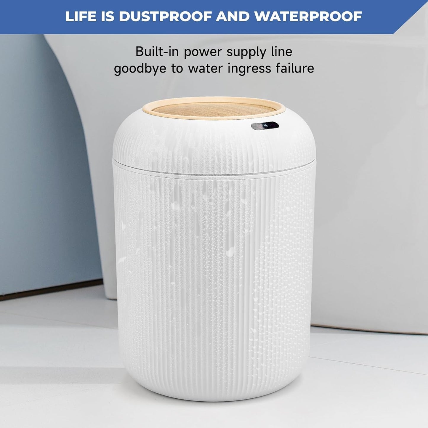 Smart Sensor Wastebasket, Convenient and Hygienic Easy to Use, Technology Sensor Waterproof Wastebasket Plastic Trash Can for Kitchen, Bathroom, Bedroom, Living Room, Office and Outdoor