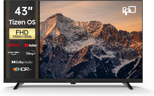 43 Inch Smart TV, 1080P Full HD Powered by Tizen OS Compatible with Dolby Audio, HDR 10, HDMI, Wifi, Bluetooth, Flat Screen Television (AT43-P1, 2025)