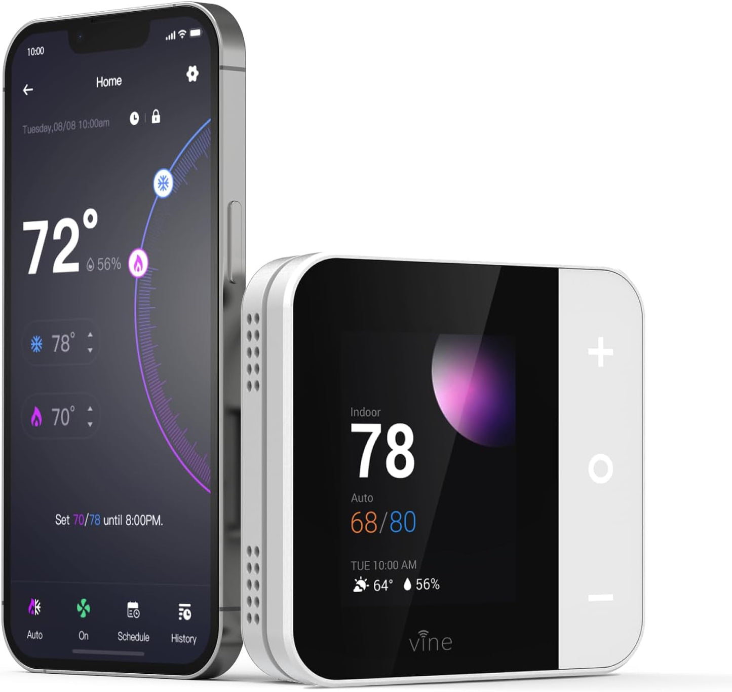 Thermostat for Home with Touchscreen Color Display, Wifi Smart Thermostat Compatible with Alexa and Google Assistant, 7Day/8Period Programmable, Energy Saving, C-Wire Required, Screen Size 2.8"