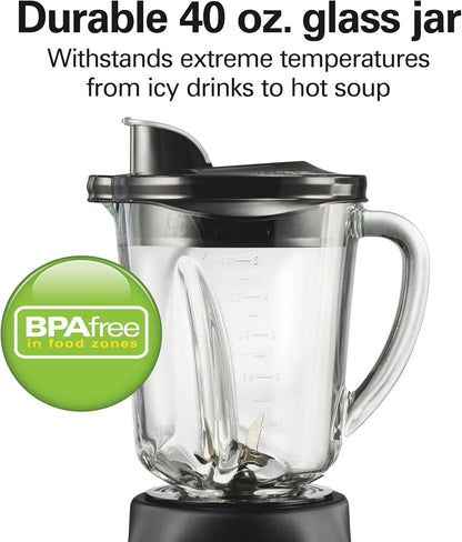Blender for Smoothies with 5 Functions Including Auto Smoothie Cycle, Wave Action System for Ultra Smooth Results, 850 Watts, 40Oz BPA Free Glass Jar, Stainless Steel (56208)