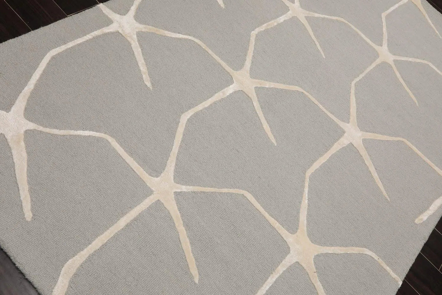 5' x8' Hand Tufted Hand Made 100% Wool Designer Modern & Contemporary  Oriental Area Rug Gray,Ivory Color