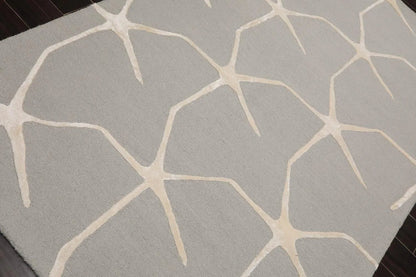 5' x8' Hand Tufted Hand Made 100% Wool Designer Modern & Contemporary  Oriental Area Rug Gray,Ivory Color