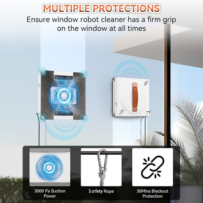 Window Cleaning Robot, 3000Pa Auto Windоw Cleaner Robot with Intelligent Path Planning & Edge Detection, Anti-Drop Prоtection, Dual Spray, Cleaner Tool for Tiles Railing Glass