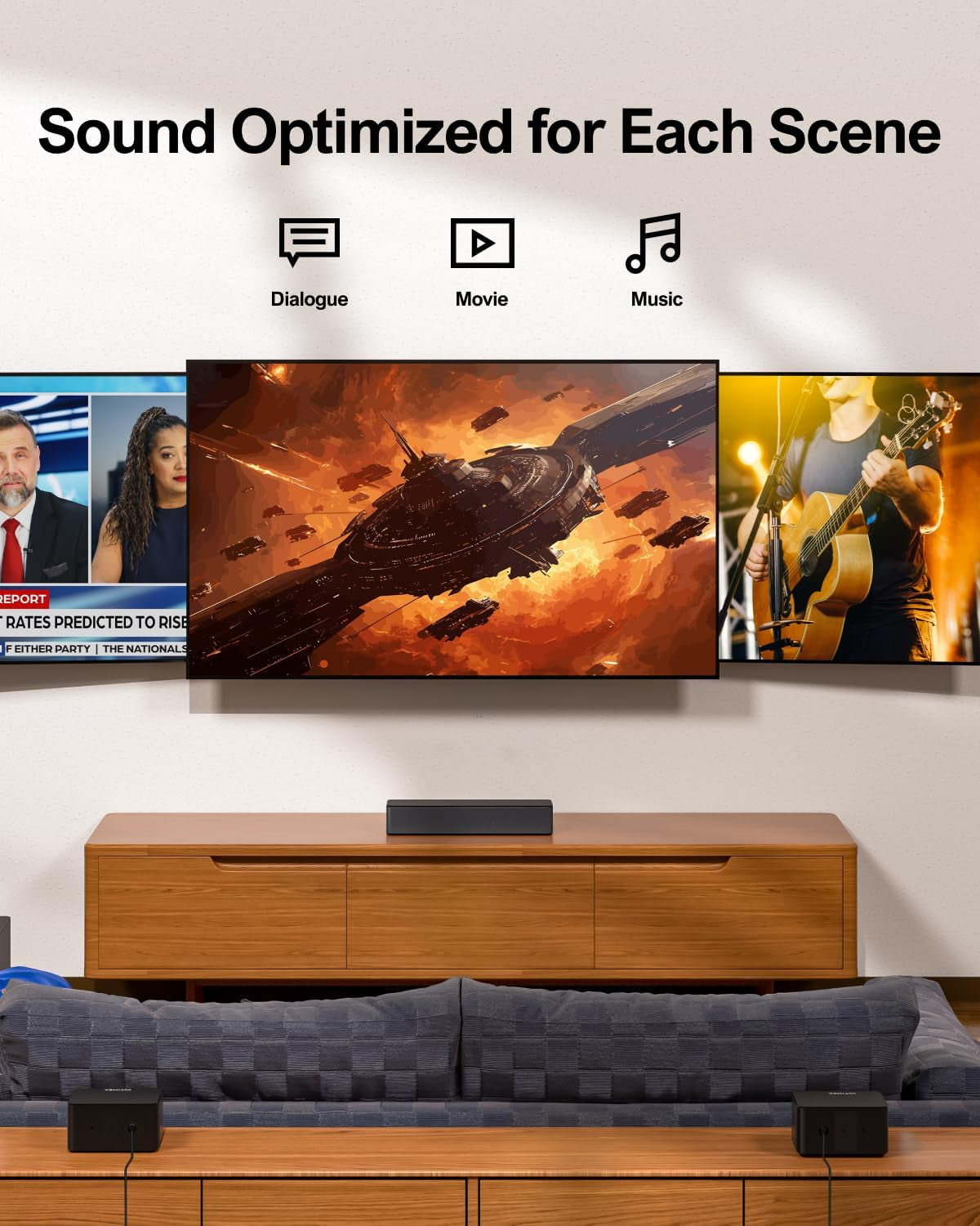 5.1 Sound Bar with Dolby Atmos, 410W Surround Sound System for TV, 3D Sound Bars for Smart TV with Subwoofer, Adjustable Surround and Bass, Home Audio Soundbars for TV, HDMI Earc, Poseidon D60