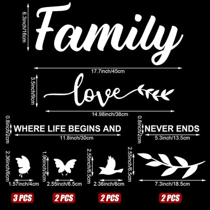 Mirror Family Wall Letter Quotes Decor 3D Acrylic Wall Decal Stickers DIY Removable Art Decals Motivational Butterfly Mural Stickers for Home Decor(Silver)