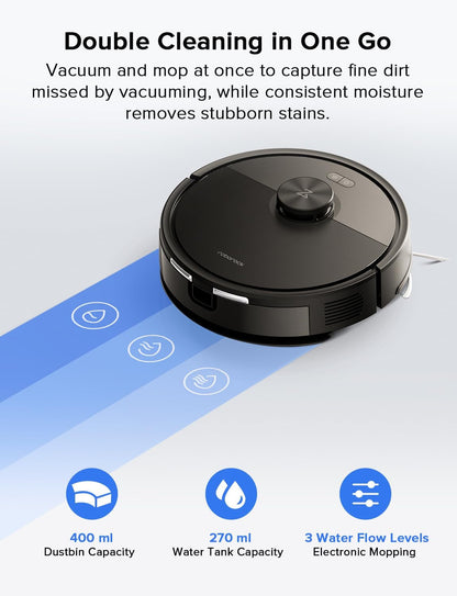 Q7 L5 Robot Vacuum and Mop Combo, 8,000Pa Suction, Upgraded from Q5 Pro, Dual Anti-Tangle System, Lidar Navigation, Multi-Level Mapping, Self-Charging Robotic Vacuum Cleaner, Black
