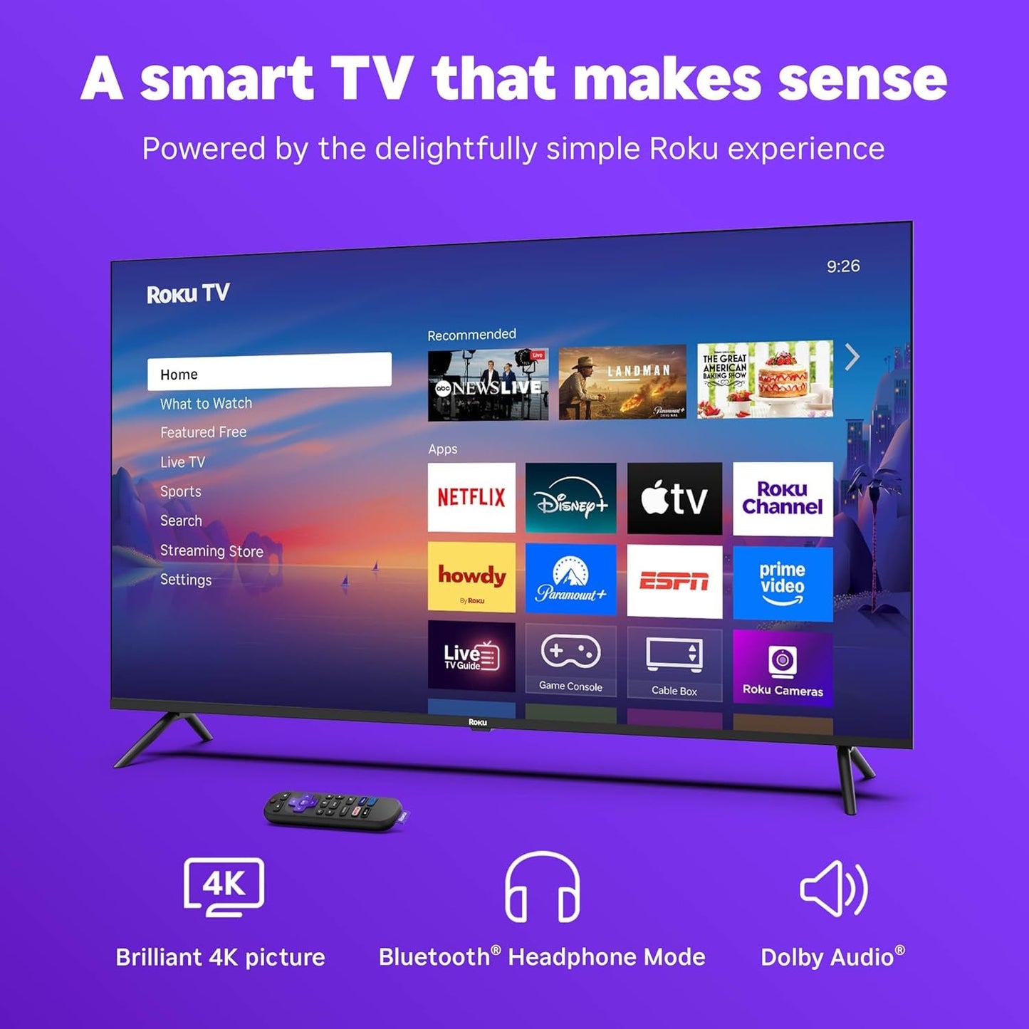 Smart TV 2025 – 50-Inch Select Series, 4K HDR TV – tv with Enhanced Voice Remote – Flat Screen LED Television with Wi-Fi for Streaming Live Local News, Sports, Family Entertainment