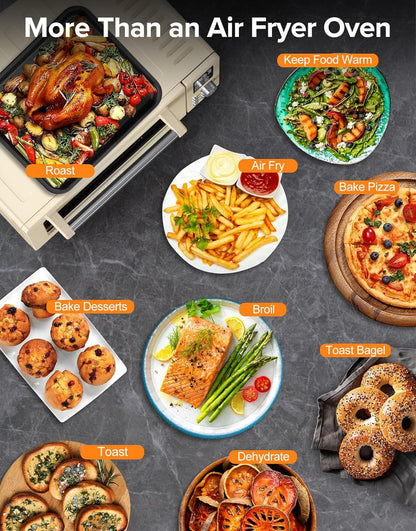 Bravo Pro Smart Air Fryer Toaster Oven Combo, Airfryer Convection Oven Countertop, 10-In-1 Functions with Quicker & Even Crisp Technology, 1800W, 50-450°F, Pfas-Free, 21QT, Vanilla Cream