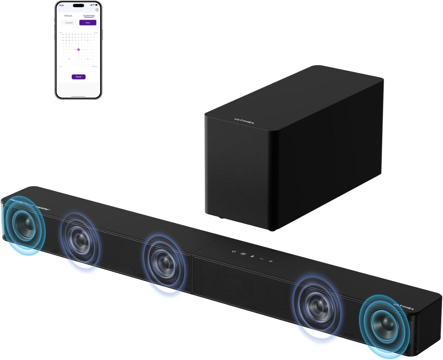 5.1CH Surround Sound Bar with Subwoofer, Dolby Atmos, Voicemx, Bassmx, APP, 300W Soundbar for Smart TV, Home Theater Surround Sound System for TV, BT 5.4, Poseidon M60 (2025 Model)