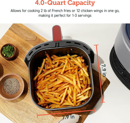 Air Fryer 4 Qt, 7 Cooking Functions Airfryer, 150+ Recipes on Free App, 97% Less Fat Freidora De Aire, Dishwasher-Safe, Designed for 1-3 People, Lite 4.0-Quart, Smart, Truffle Gray