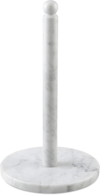 Koville Italian Marble Paper Towel Holder Countertop, Stone Rod Paper Towel Holder Stand for Kitchen Storage, for Standard or Jumbo-Sized Rolls(Bianco Carrara)