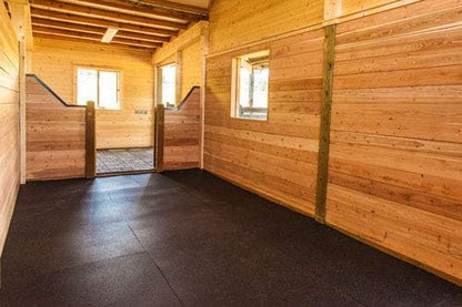 American Floor Mats - Heavy Duty Stall Tiles - Stable/Horse Tiles - Thick, Durable Rubber Flooring Solid Black 14' x 20' Set 3/8" Thick (70 Tiles Total)