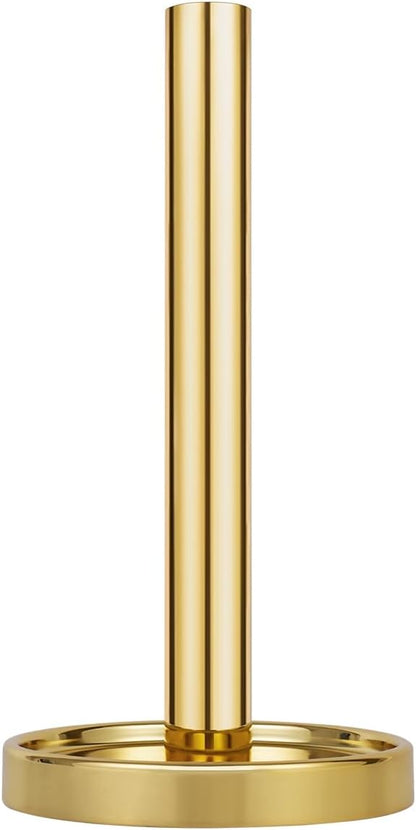 Ivilon Paper Towel Holder Stand - Steady and Easy Tear - Fits All Paper Towel Rolls - Gold Polished