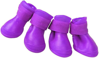 4Pcs Silicone Dog Boots, Non Slip Dog Rain Shoes All Weather Dog Shoes Shoes for Hot Pavement Snow Mud and Rain (M)
