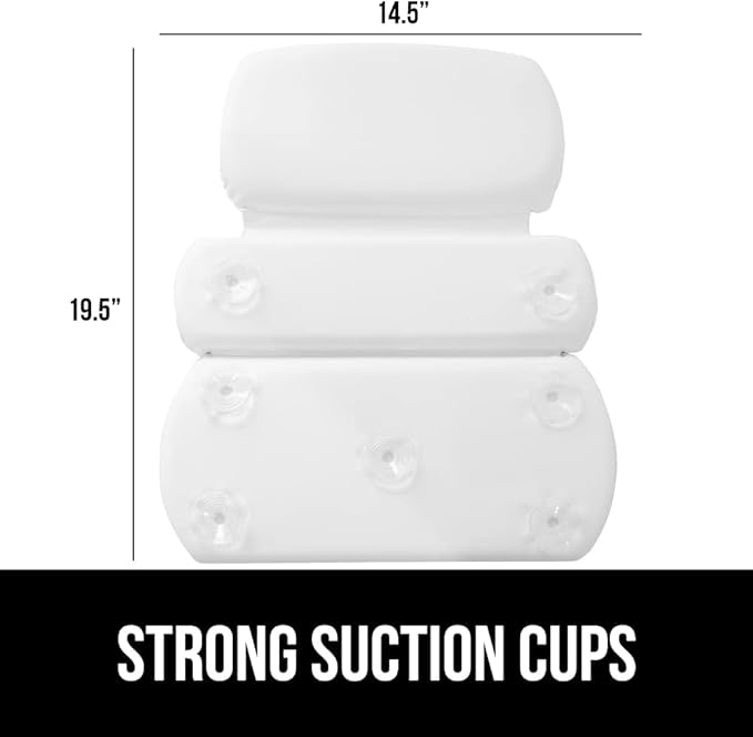 GORILLA GRIP Bath Pillow for Tub, Improved Suction Cups, Luxury Bathtub Pillows, Headrest for Neck and Back Support, Relaxing Home Spa, Hot Tubs and Bathroom Essentials, Gifts for Women, 3 Panel White