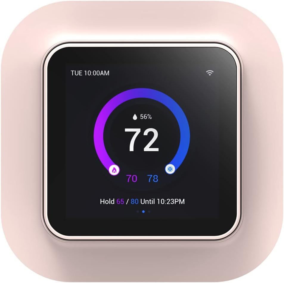 Smart Thermostat for Home TJ-560, Wifi Programmable Thermostat, Compatible with Alexa and Google Assistant, Energy Saving, 4 Inches Touch Screen, C-Wire Required, DIY Installation, Pink