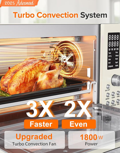 Bravo Pro Smart Air Fryer Toaster Oven Combo, Airfryer Convection Oven Countertop, 10-In-1 Functions with Quicker & Even Crisp Technology, 1800W, 50-450°F, Pfas-Free, 21QT, Vanilla Cream