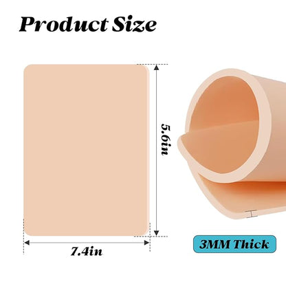 10Pcs Fake Skin for Tattoo - Worldget Tattoo Practice Skin 7.4"x5.6", Double Sided 3MM Silicone Tattoo Skins for Beginners and Professional Tattoo Artists