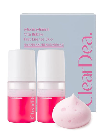 Mucin Mineral Vita Bubble First Essence Duo with Micro-Bubble Formula and 2-in-1 Toner Serum, Korean Beauty for Glass Skincare, 60 ml x 2 – Hydrating Firming Cream, Best Glow Up Essentials