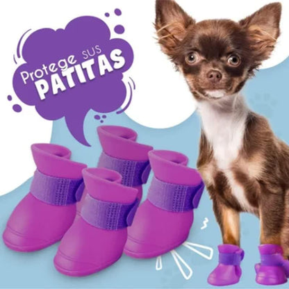 4Pcs Silicone Dog Boots, All Weather Non Slip Dog Rainshoes Boots Shoes for Hot Pavement, Snow, Mud, and Rain (S)