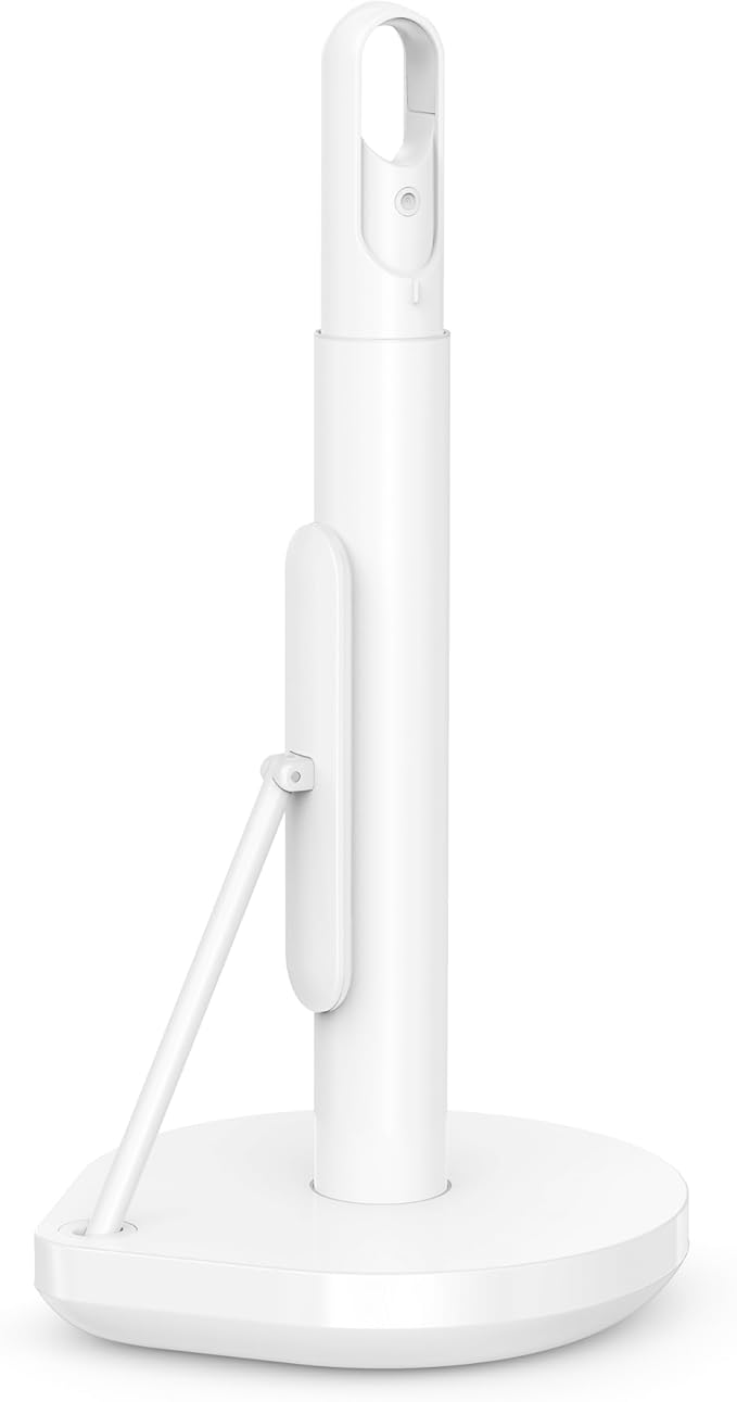 simplehuman Standing Paper Towel Holder with Spray Pump, White Stainless Steel