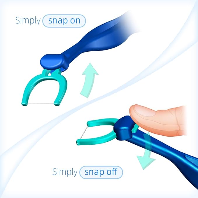 T.Smile NoFuss Dental Flosser Kit, 5-inch Long Handles & Refill Heads, Extra-Strength Floss for Comfortable Clean, Fluoride Free, (3 Handles + 60 Extra-Strength Floss Refills)