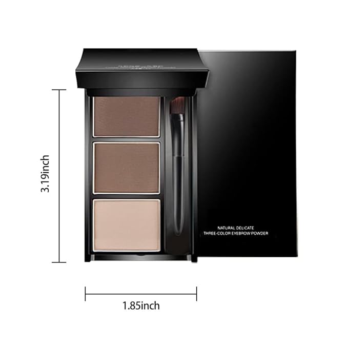 Eye Brow Powder for Women, Taupe Eyebrow Powder Kit with Brush, Long-Lasting 3 Colors Brow Palette, Filler for Full, Defined Natural Brows Shaping (02)