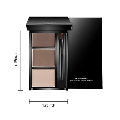 Eye Brow Powder for Women, Taupe Eyebrow Powder Kit with Brush, Long-Lasting 3 Colors Brow Palette, Filler for Full, Defined Natural Brows Shaping (02)