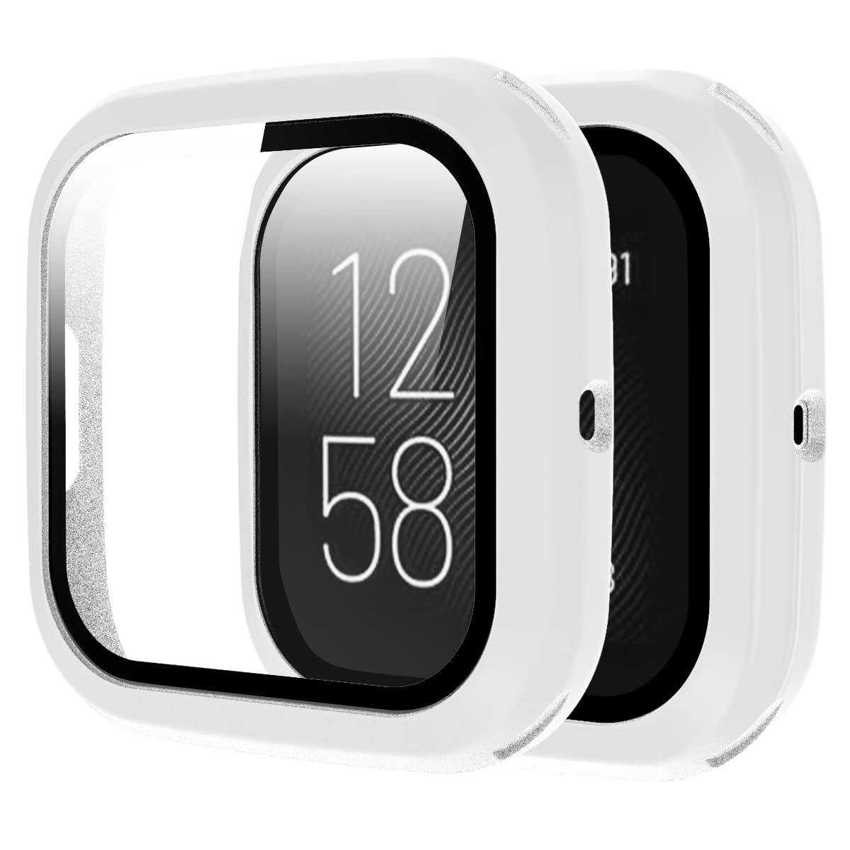 Rc-Z Screen Protector Case For Fitbit Versa 2, Hard Matte Pc Bumper Full Face Glass Protective Cover For Fitbit Versa 2 Smartwat