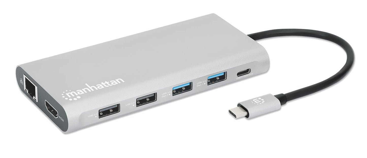 Manhattan Usb-C Pd 12-In-1 Docking Station With Mst For Three Hdmi Monitors