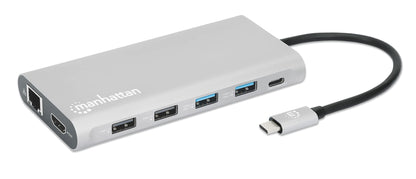 Manhattan Usb-C Pd 12-In-1 Docking Station With Mst For Three Hdmi Monitors